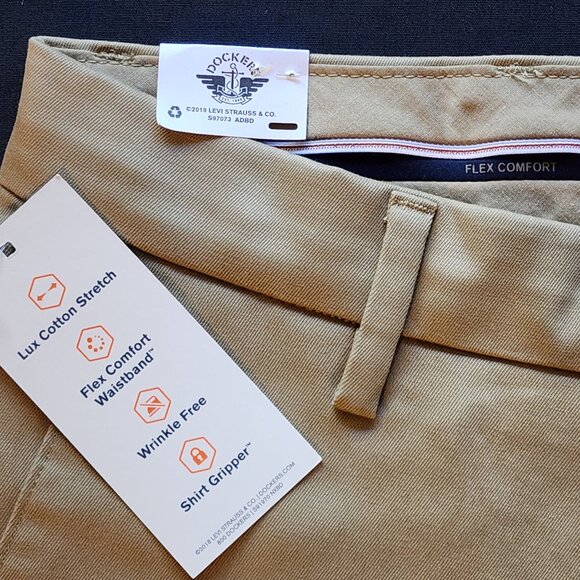NWT Dockers Signature Khaki Beige Lux Cotton Stretch Shirt Gripper Pants 29x32 - Picture 5 of 9